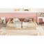 Lit double simple au sol avec clôture, garde-corps, sans porte, naturel-81890642