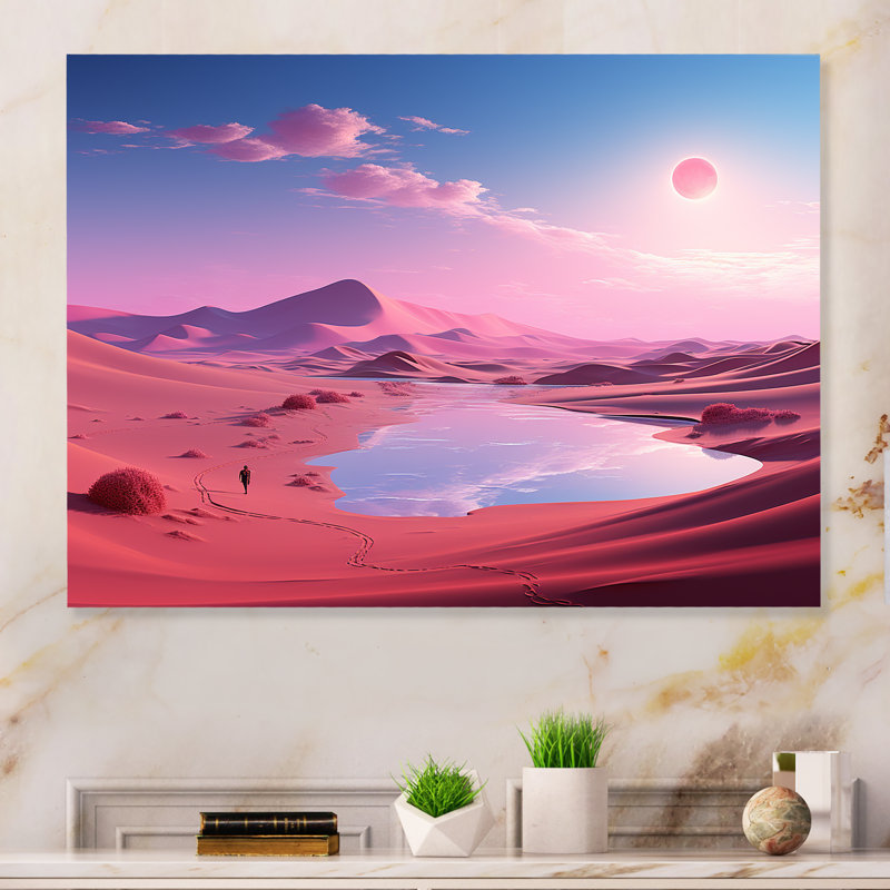 «Space Dreamscape Roseat Sky II - Desert», art mural en métal, H 12 po x l 20 po x P 1 po