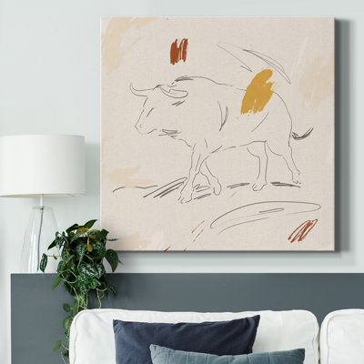 Big Bull II - Matted and Framed Under Acrylic Glass, Large Living Room Wall Art