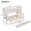 Lit superposé simple au-dessus d'un lit double en bois avec lit gigogne blanc-964431363