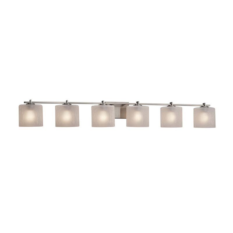 Éclairage pour salle de bain 6 lumières Casson, Nickel brossé, Craquelé givré, Incandescent
