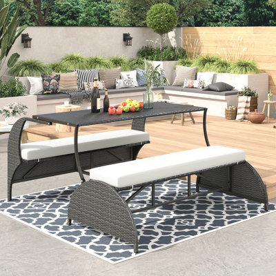 Aménagement extérieur convertible: 4 sièges et configuration de table, matériaux, coussin, installation simple, beige deux: se transforme en table de siège quadruple,