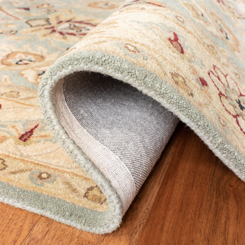 Dunbar Hand Tufted Wool/Cotton/Latex Oriental Rug in Light Blue/Ivory, Rectangle 6' x 9'