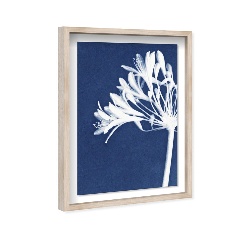 Cyan Bloom Print by Oliver Gal, 11.5"H x 16.5"W, Natural Oak Shadowbox