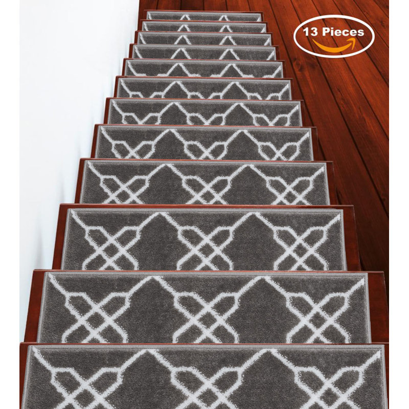 Tapis d'escalier intérieur antidérapant Penzance 9 po x 28 po, Gris