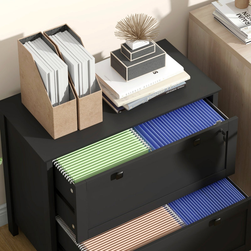 2-Drawer Lockable File Cabinet With Keys, Adjustable Hanging Bar For Letter A4 Legal Size Home Office Storage