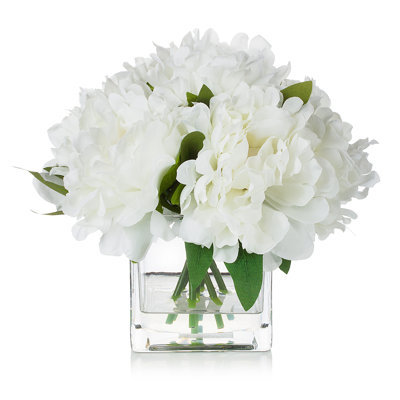 Faux Silk Peony Arrangement in Vase
