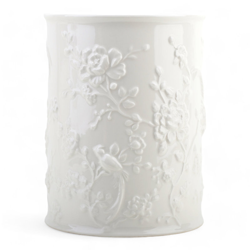 Ceramic / Porcelain Open Waste Basket - 2 Gallons, White