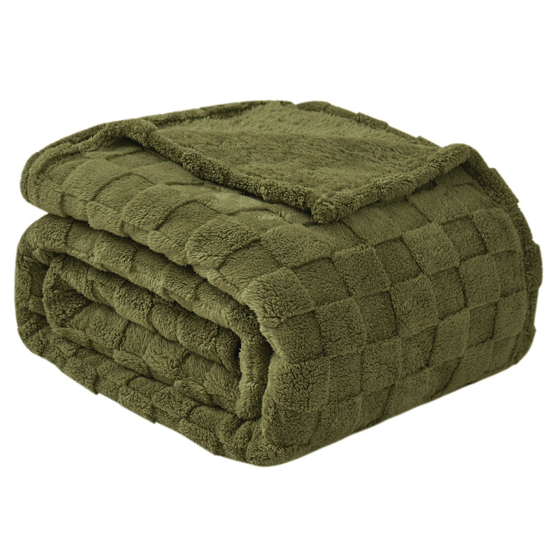 Large Sherpa Fleece Blanket Soft Warm Bed Sofa Throw Blanket, 200" L x 150" W, Green