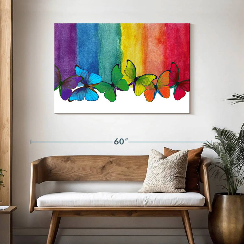Bande de papillons colorés Brampt, H 30 po x l 45 po