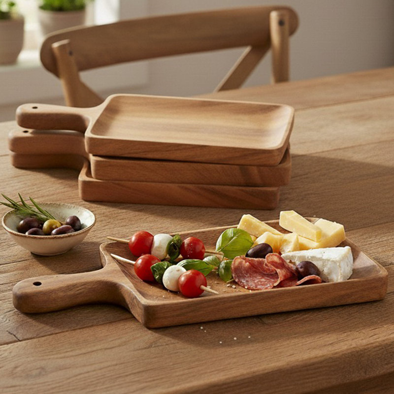 Plateau de service individuel 13 3/4 po en bois d'acacia