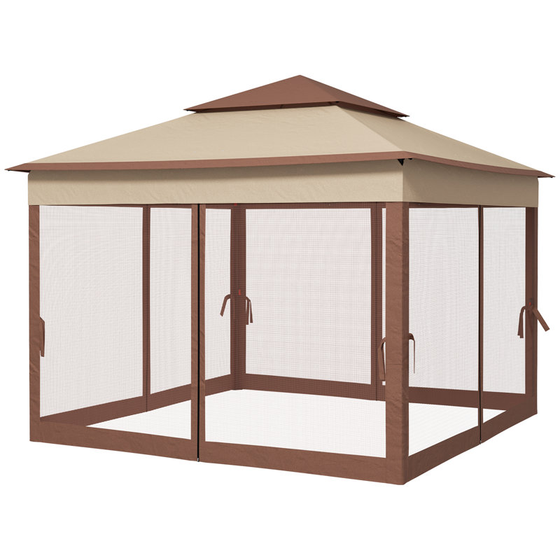 11' X 11' Pop Up Canopy, Outdoor Patio Gazebo Shelter With Removable Zipper Netting