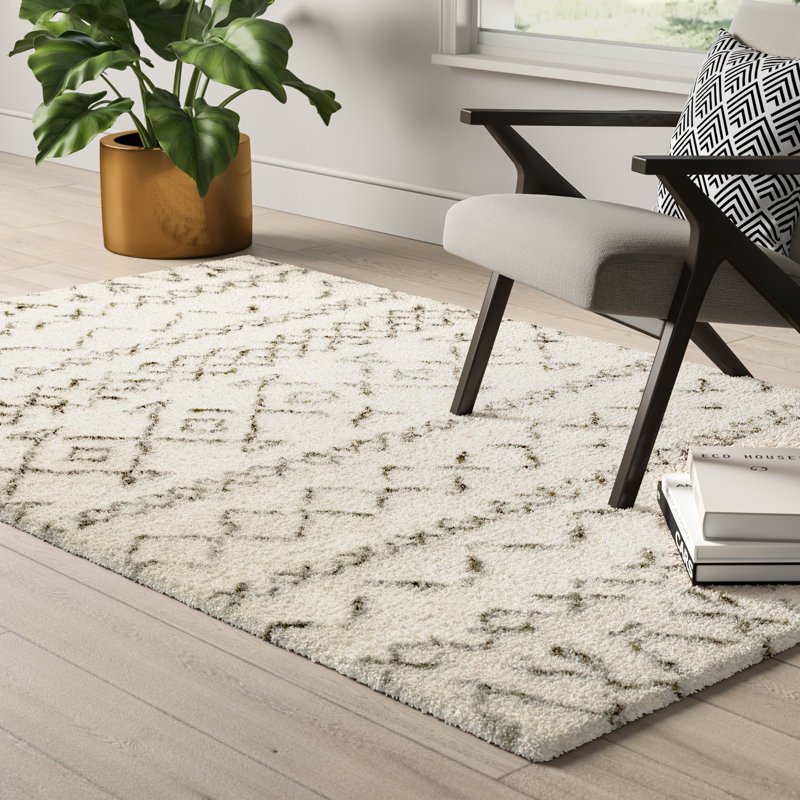 Aderhold Hand Tufted Nz Wool/Cotton Southwestern Rug in Gray/Beige, Rectangle 8' x 10'