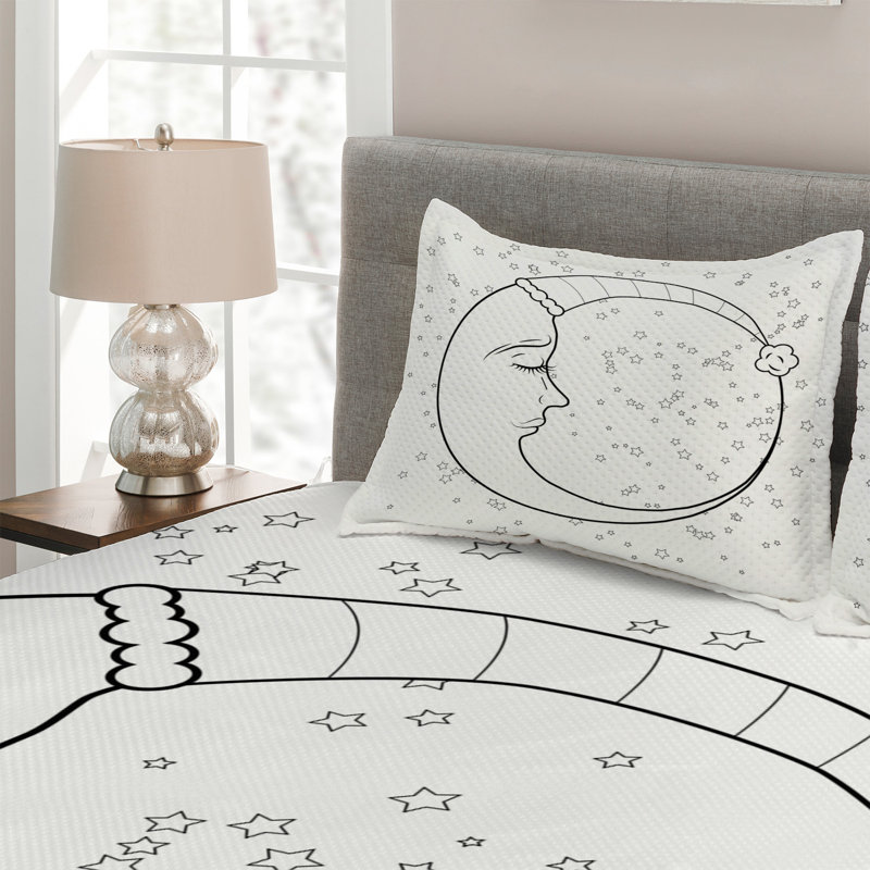 Half Moon Polyester Coverlet, King Bedspread + 2 Shams