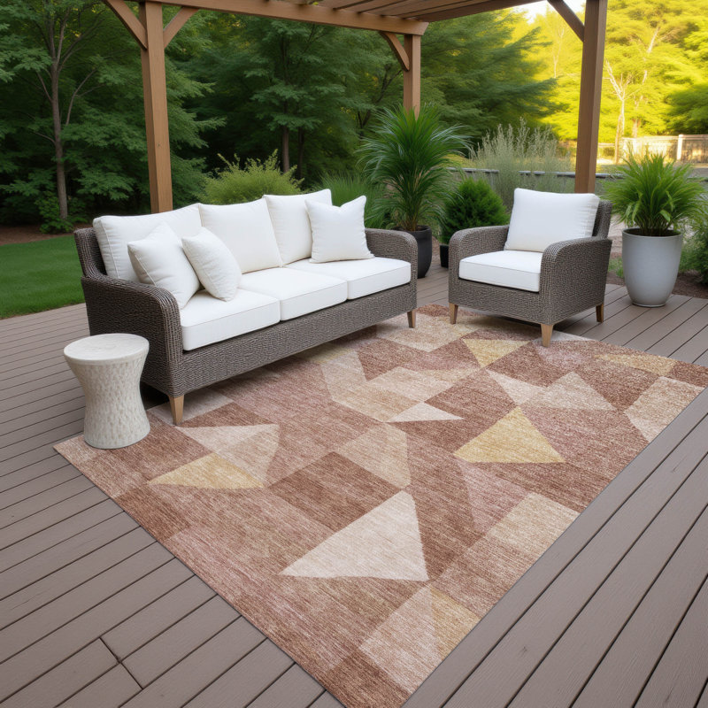 Machine Washable Indoor/Outdoor Jozwiak ACN2373 Geometric Rug, Rectangle 9' x 12'