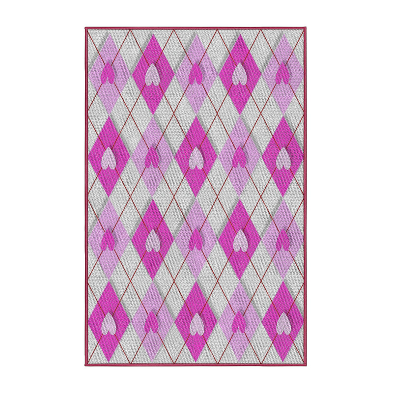 Tapis rose / gris clair Power Loom, Rectangle 3 pi x 5 pi
