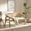 Solenne Mid-Century Modern Solid Wood & Cane Upholstered Loveseat with Curved Frame