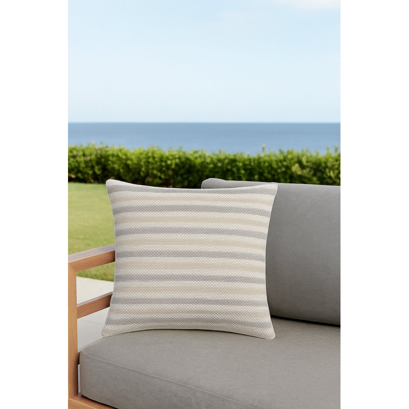 Classic Grey Marina Stripe Indoor Outdoor Pillow 24x24, Classic Gray, Square 20", Pillow Cover Only - No Insert