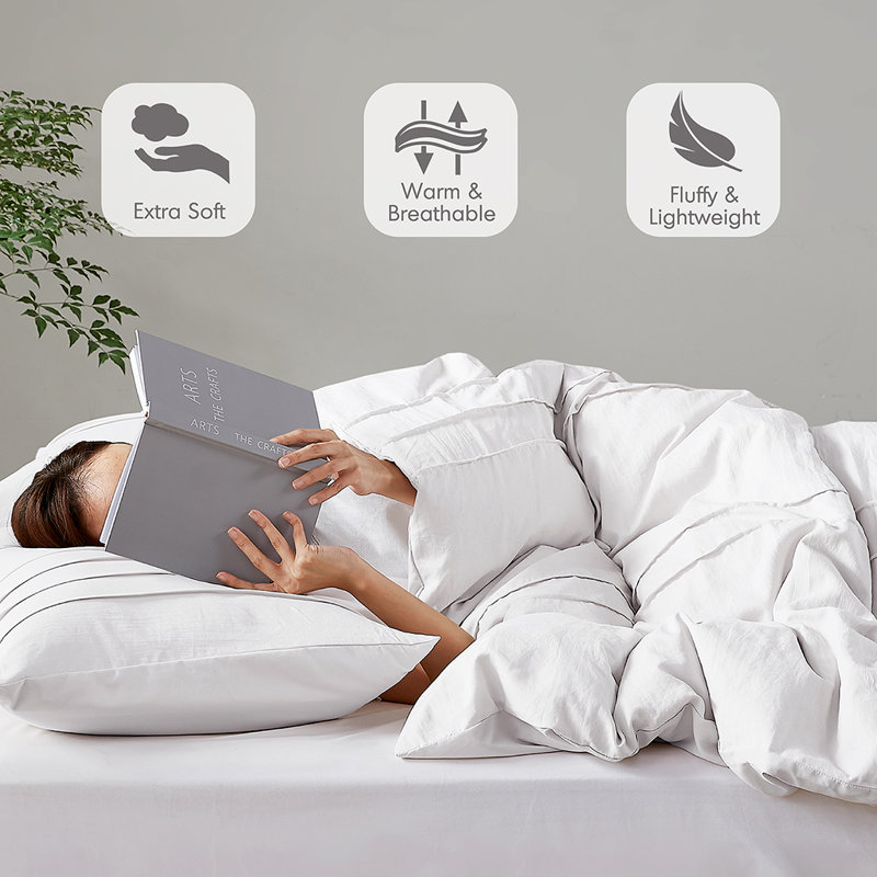 Harris Soft Washed Pinch Pleated Duvet Cover Set, Twin/Twin XL Duvet Cover + 1 Standard Sham, White