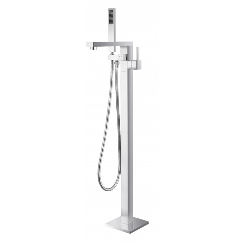 Bec de baignoire au sol avec inverseur et douchette Arès II, Chrome