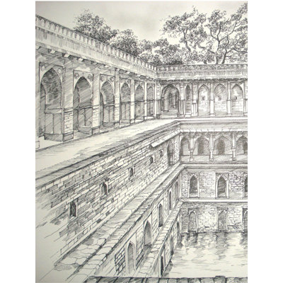 Rajon Ki Baoli | Pen On Paper | By Soumen Dutta | Wall Décor