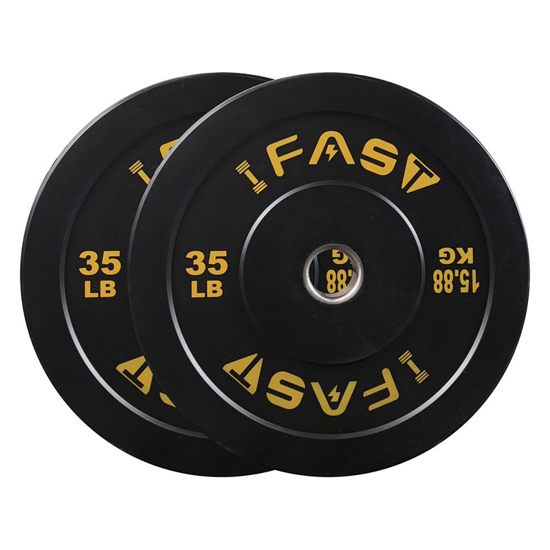Weight Plate, 19.0"L x 19.0"W x 3.5"H, Rubber, 2 Pcs, Black, Construction: Made of 100% high density rubber, each bumper plate has an