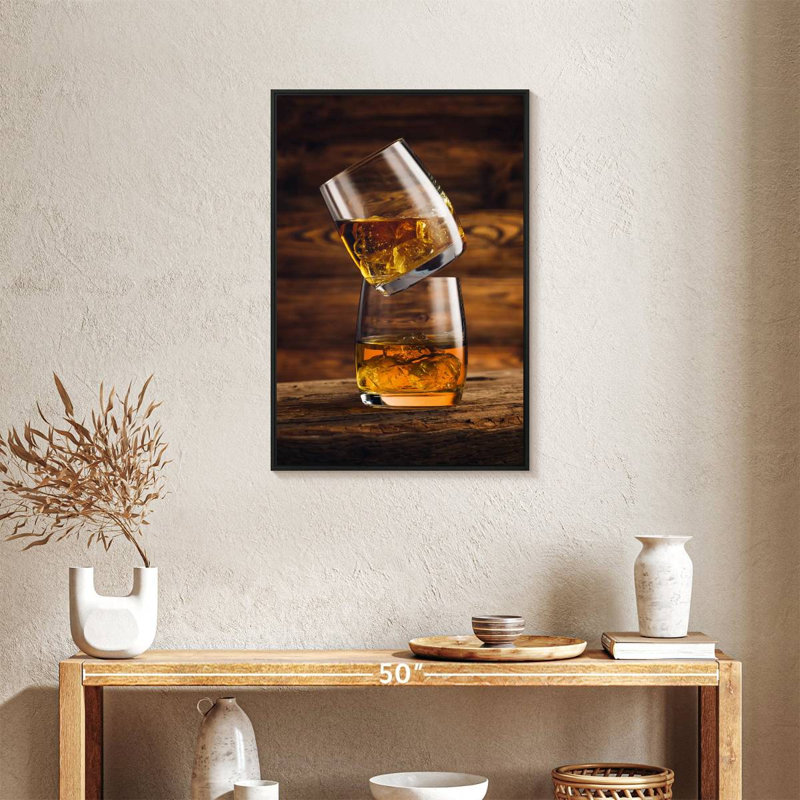Whisky On Whisky, Cadre flottant noir, 21 po x 31 po