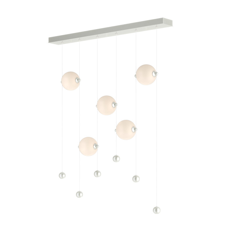 Abacus 5 - Light Cluster Globe LED Pendant, Sterling, Opal
