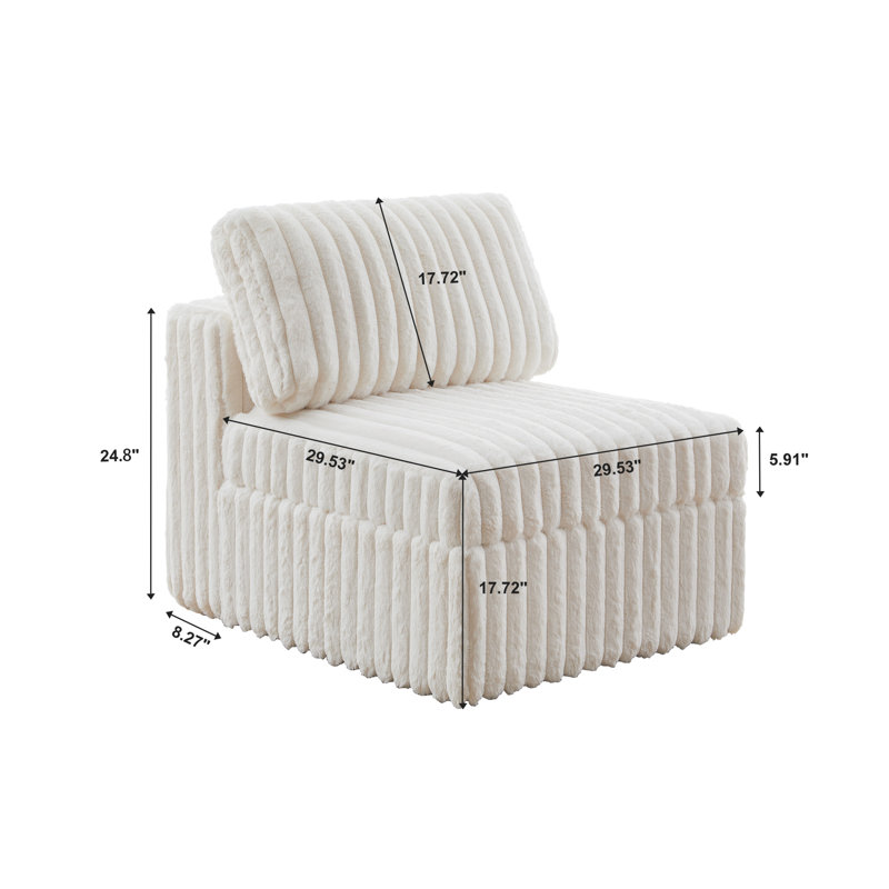 Canapé modulaire 8 pièces 8 pièces, Fausse fourrure blanche