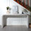 Console blanc délavé, table d'entrée de 59 po, table de style cascade courbée, console avec perles en bois, table d'entrée pour vestibule, couloir, salon, vestibule, couloir, bureau