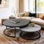 2 Piece Round Medieval Modern Nested Coffee Tables, Stackable Living Room Decorative Tables-1096619836