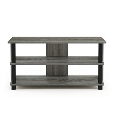 Meuble télé en bois de chêne français gris et noir convenant aux téléviseurs de 40 po ou moins avec tablette inférieure ouverte