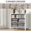 Commode 3 tiroirs moderne noire pour commode de chambre à coucher avec poignées dorées - Armoire de rangement spacieuse 29 po pour garde-robe, salon, couloir ou chambre de bébé - blanc