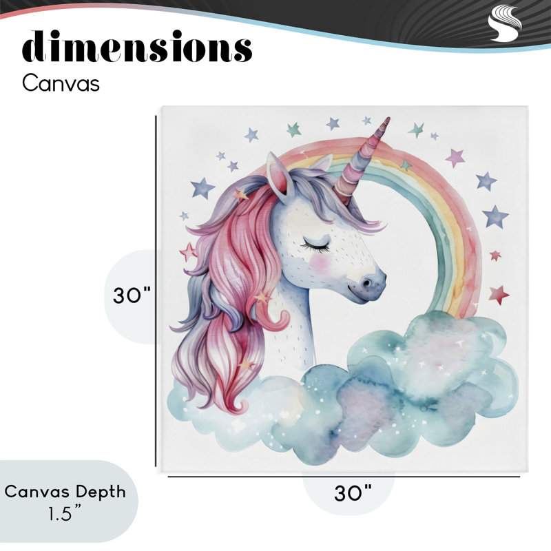 Toile de licorne étoilée arc-en-ciel, design par Creative Studio, H 30 po x l 30 po