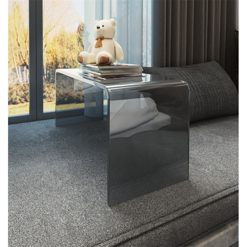 Clear Acrylic Side Table - Modern Minimalist End Table, Lightweight Nordic Design Coffee Table for Living Room, Bedroom & Bay Window
