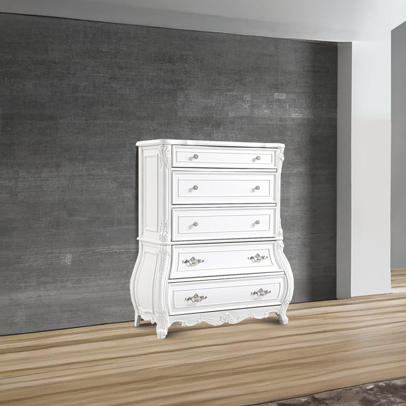 Commode 5 tiroirs Lasiya Blanc