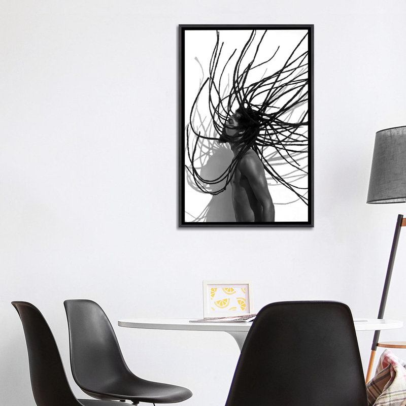 "Locs" par Gregory Prescott, impression, Pas de tapis, H 40 po x l 26 po x P 1,5 po, Toile avec cadre noir patiné