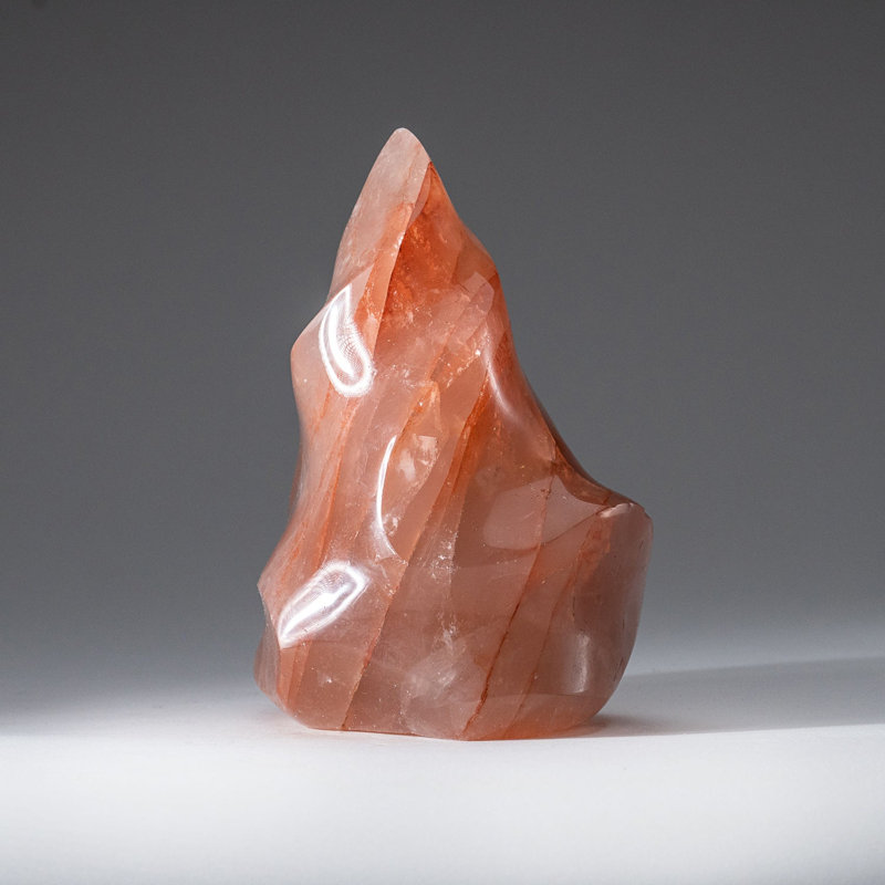 Genuine Polished Strawberry Quartz Flame Freeform (1.7 Lbs), Pink/Raspberry, 5" H x 3.75" W x 2.75" D