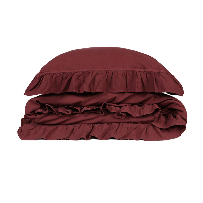 Ensemble de housse de couette 100% coton Landwehr, Housse de couette très grand + 2 très grandes ta, Rouge foncé