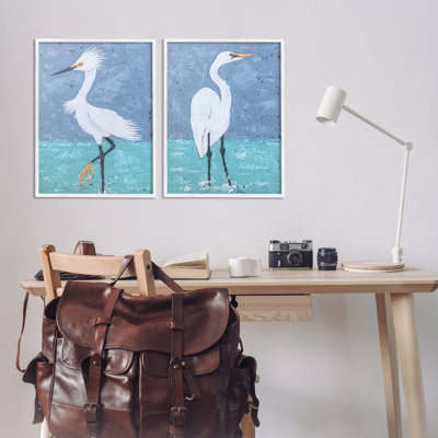 «Snowy Egret Pond», ensemble de 2 estampes numériques par Jade Reynolds