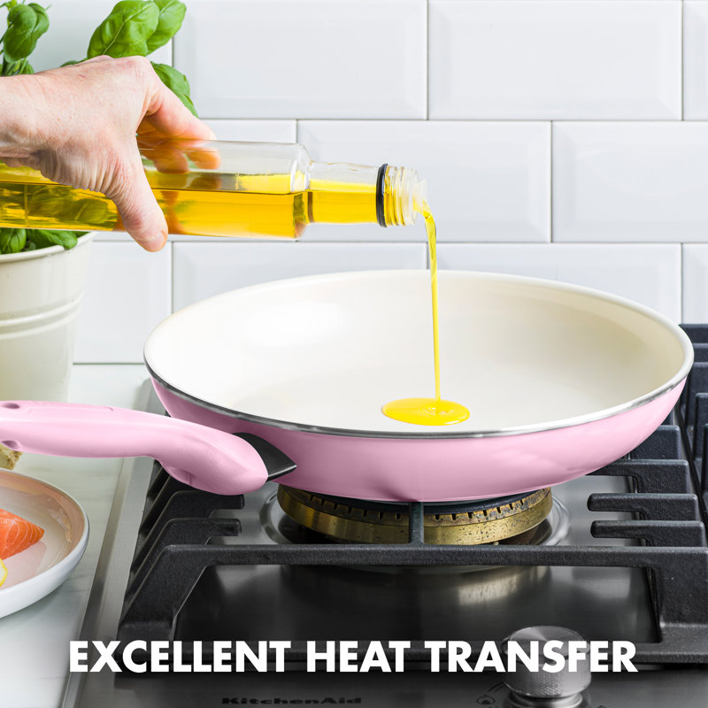 GreenPan Rio Healthy Ceramic Nonstick 16 Piece Cookware Pots and Pans Set, PFAS-Free, Dishwasher Safe, Pink