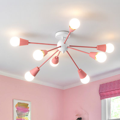 8-Light Pink Flush Mount Ceiling Light