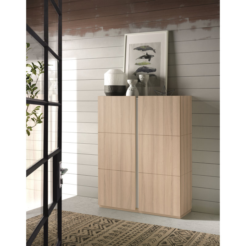 24 Pair Shoe Storage Cabinet, Light Oak/White