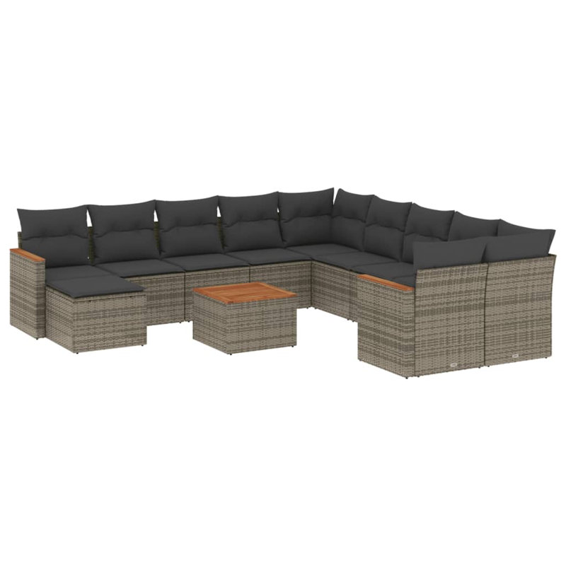  Garden Sofa Set Grey PE Rattan Large Modular Garden Sofa Set
