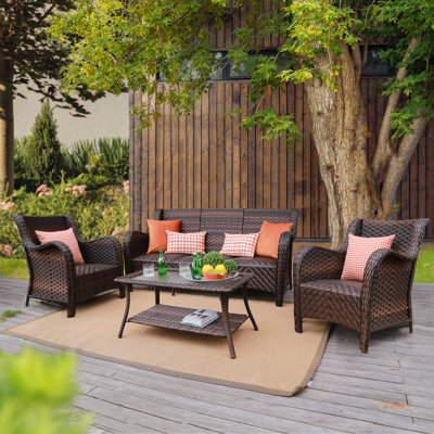 Lorentz Premium All-Weather Wicker 5 - Person Patio Conversation Set