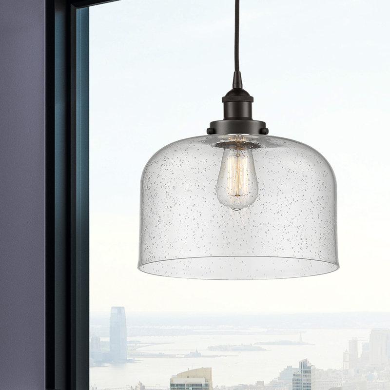 Luminaire suspendu en forme de cloche à 1 lumière Bucks, H 11,75 po x l 12 po x P 12 po, Bronze huilé