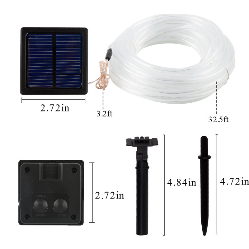 Guirlande de 100 ampoules à énergie solaire pour l'extérieur de 428,4 po Adrienne, Blanc froid