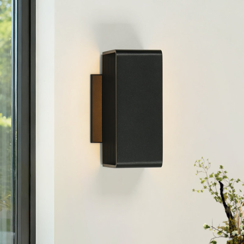 Modern Rectangle LED Wall Sconce with Matte Black Finish
