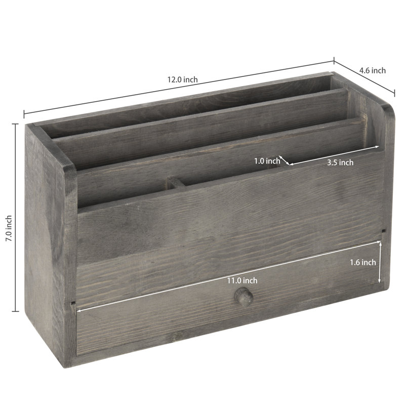 Solid Wood 5 Slot Desk Organiser