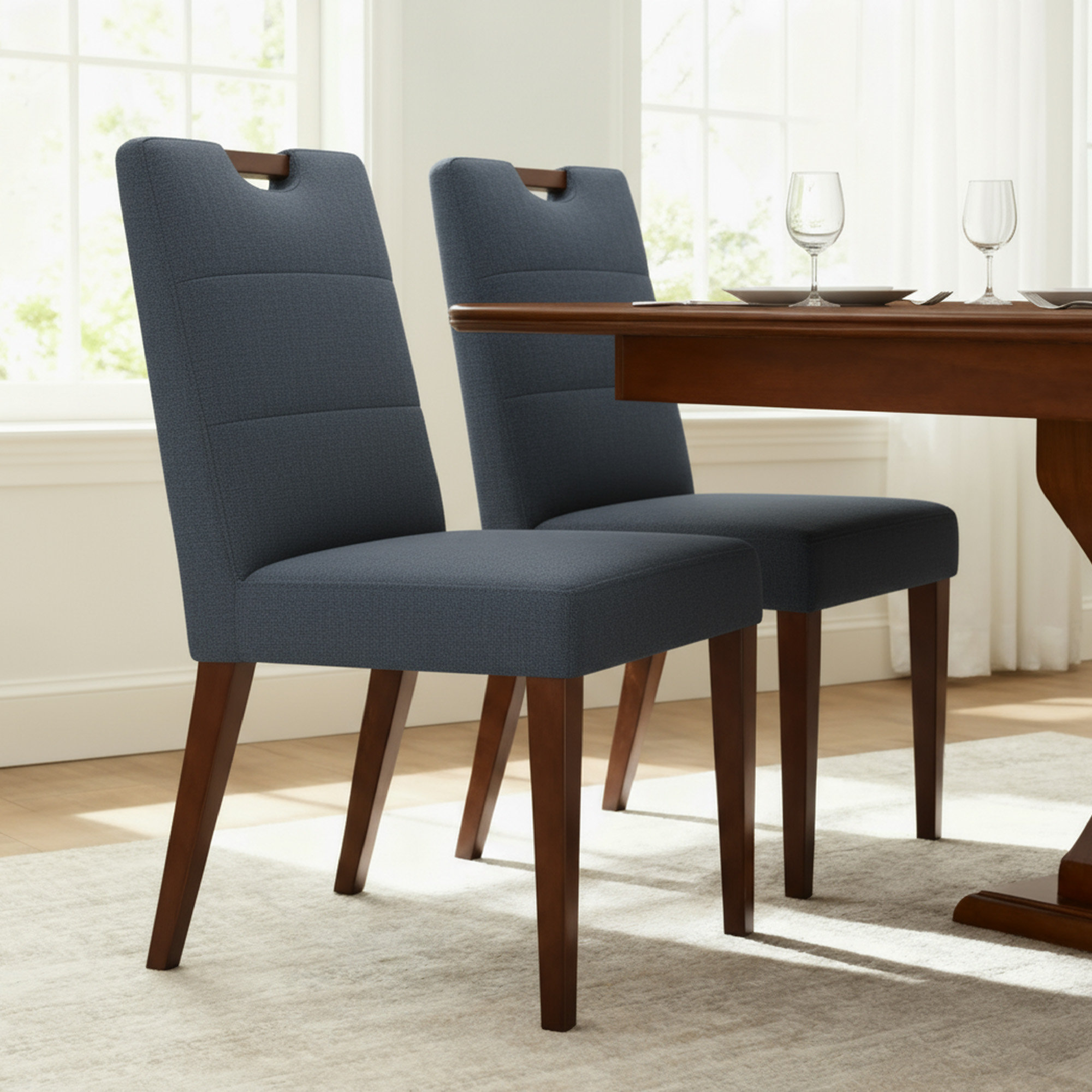 Hayes Upholstered Dining Chair Set Of 2, Navy Blue